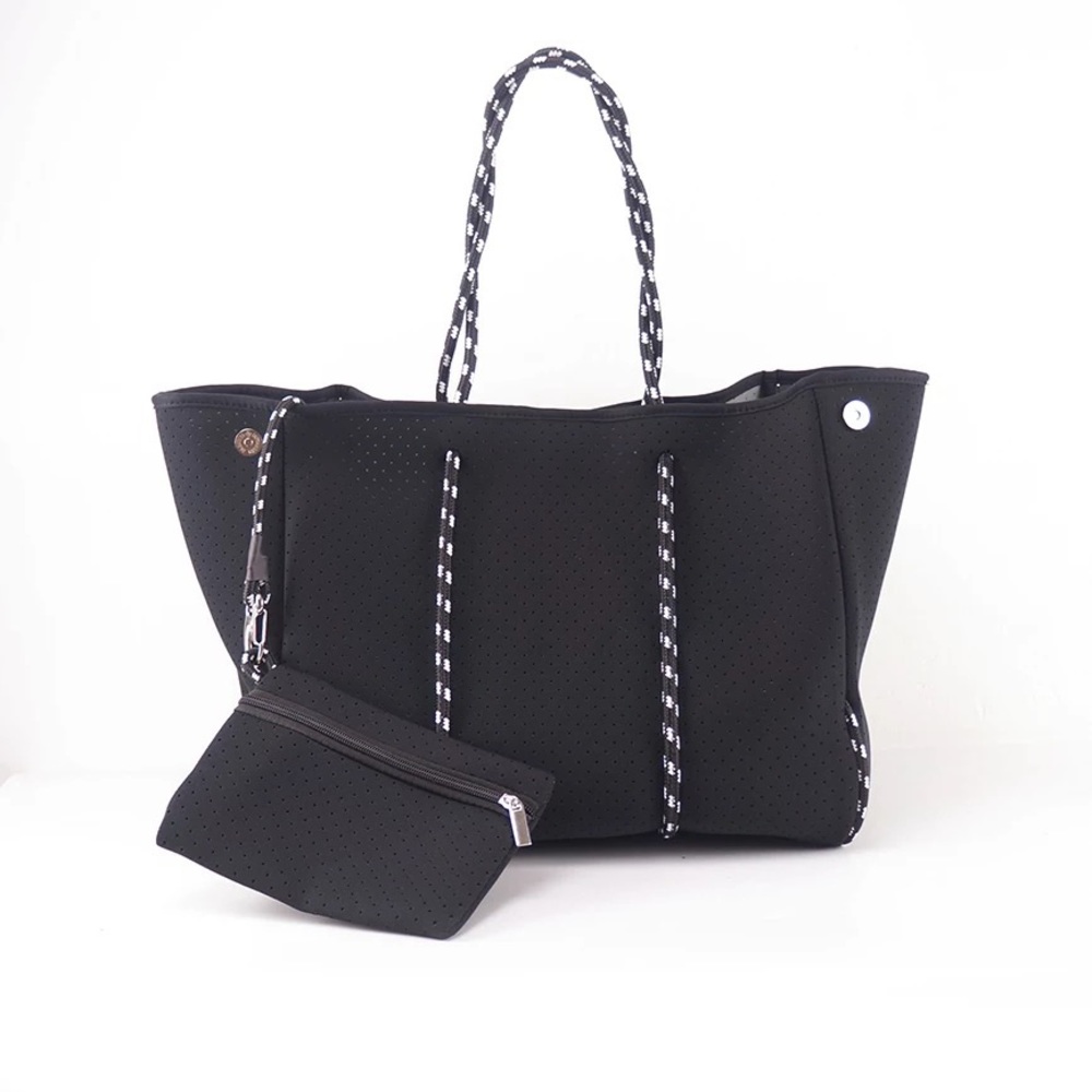Black neoprene large tote